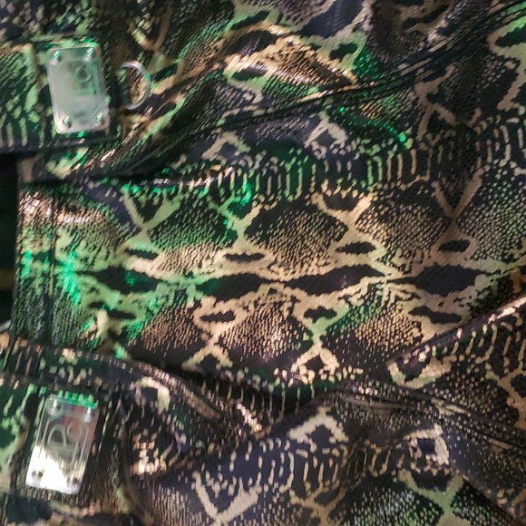 apc Black & Gold Snakeskin Print Bag EUC - Picture 11 of 15